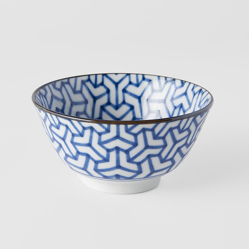 Bowl 13cm Indigo Ikat Herringbone Design - Image 1