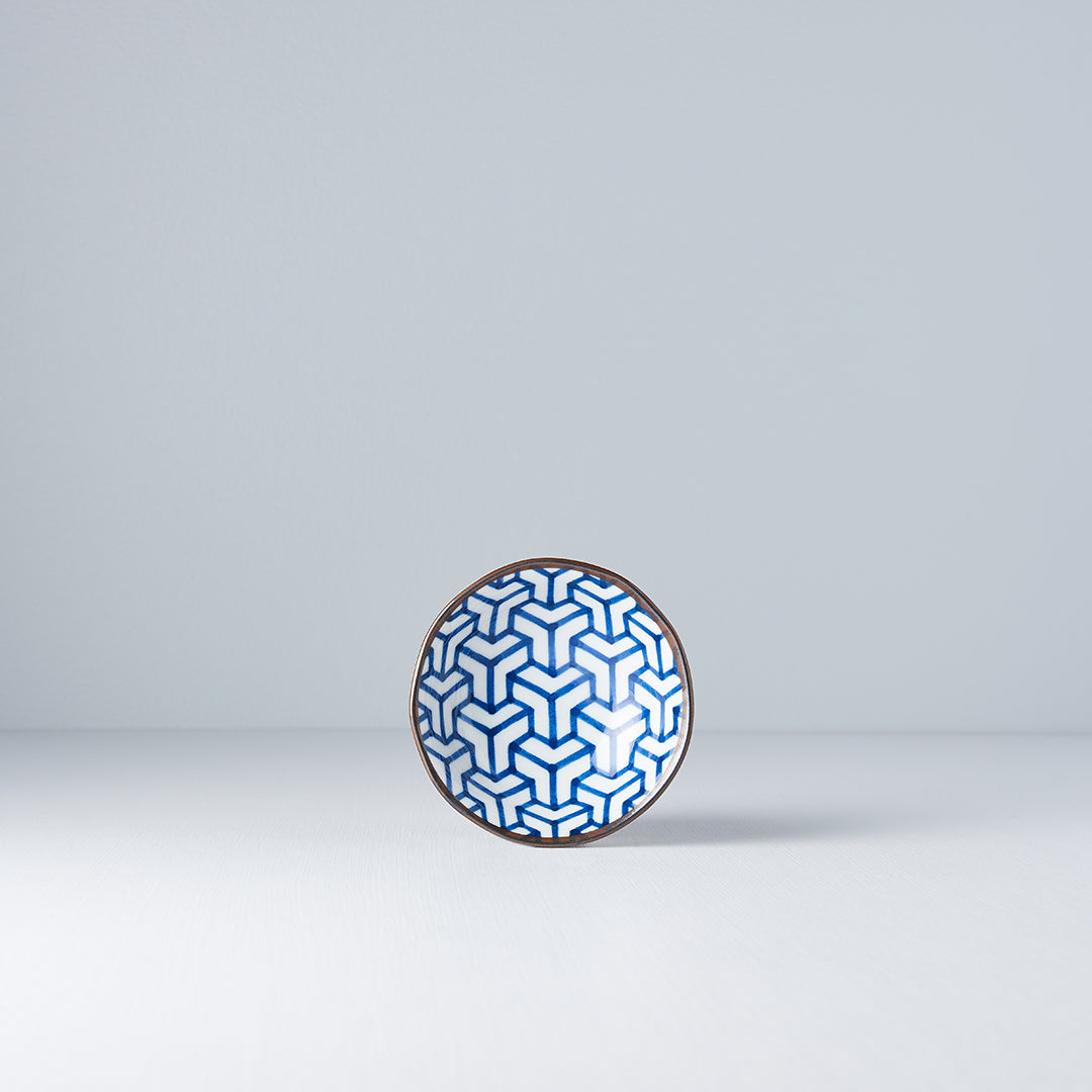 Sauce Dish 11cm Indigo Ikat Herringbone Design - Image 2