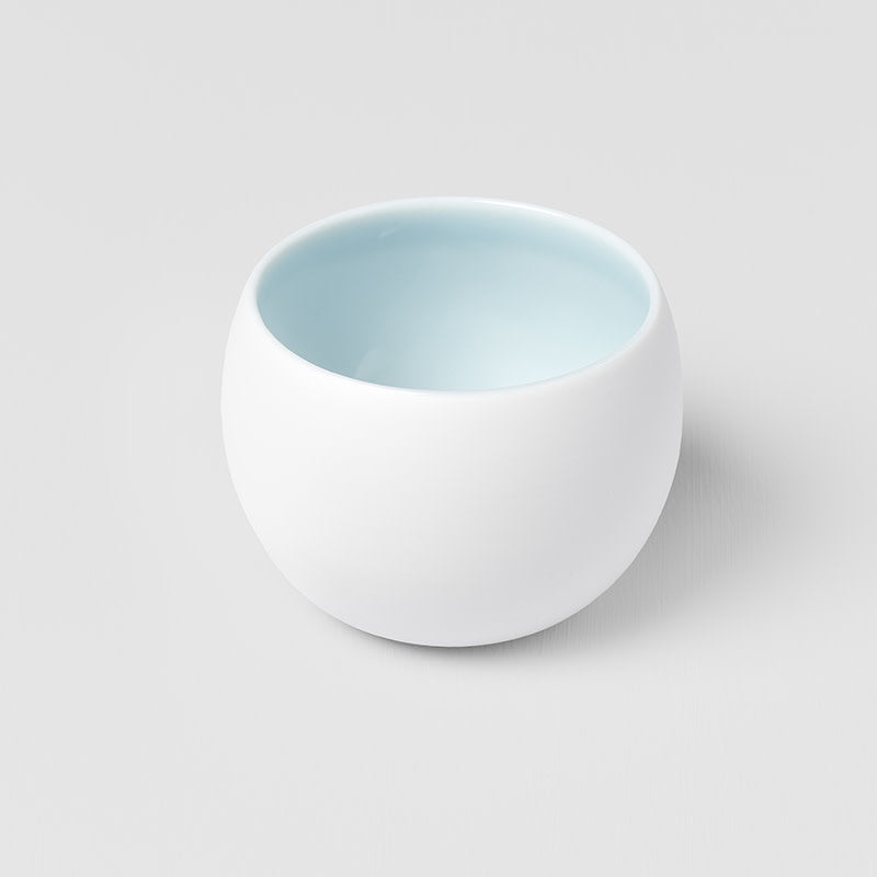 Cup Shochu 8.5cm Matte White & Light Blue Glaze - Image 1