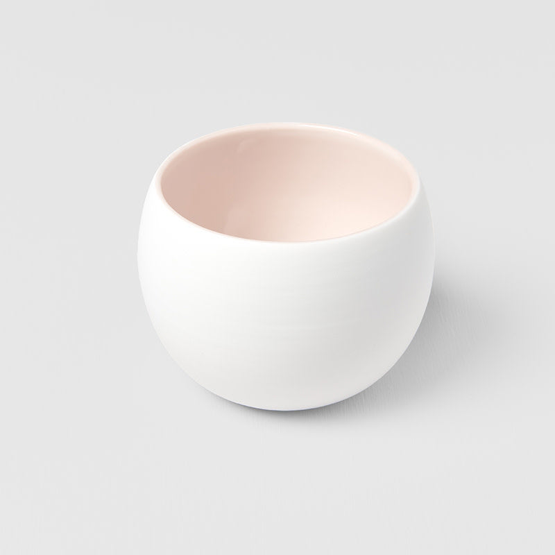 Cup Shochu 8.5cm Matte White & Light Pink Glaze - Image 1