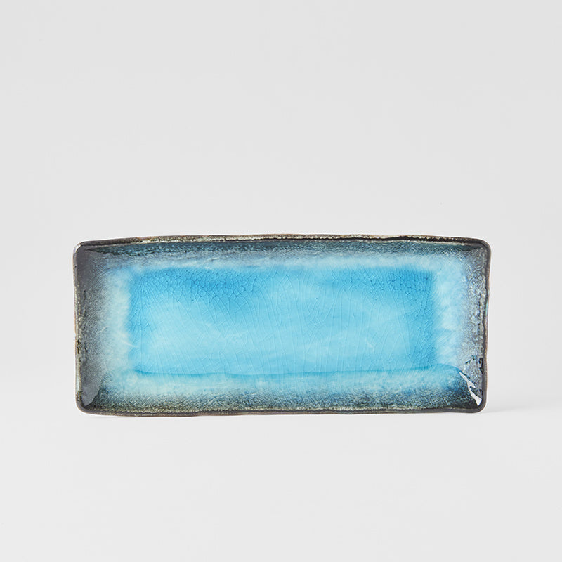 Plate Rectangular 28.5x 12cm Sky Blue Glaze - Image 1