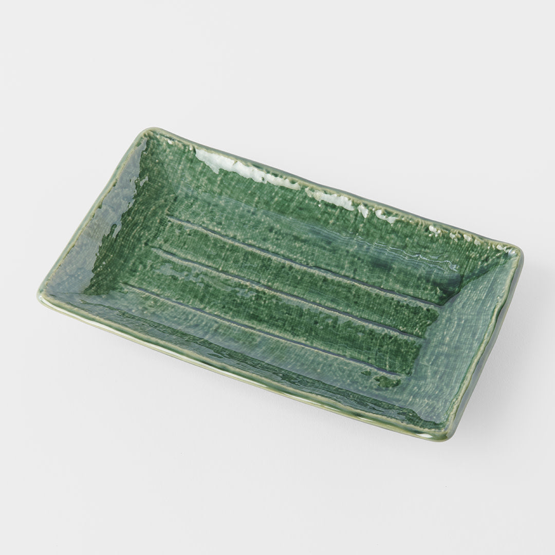 Sushi Plate 21cm Oribe Green Glaze - Image 1
