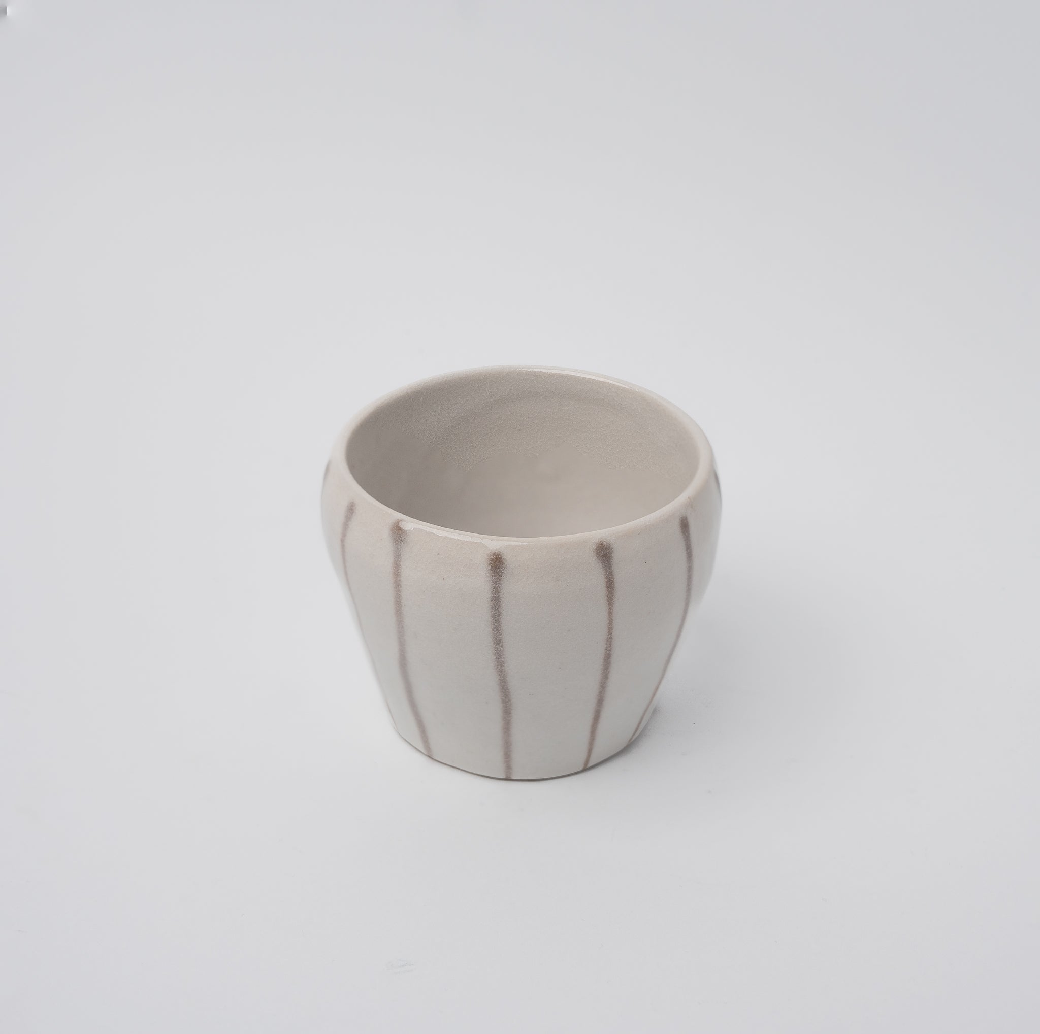 Cup 8cm 160ml Cream Grey Stripe Design - Image 1