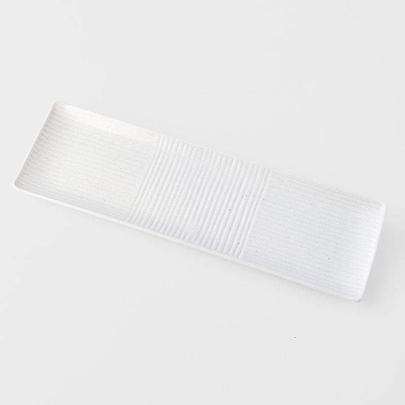 Sashimi Plate 33cm Line Design White Glaze - Image 1