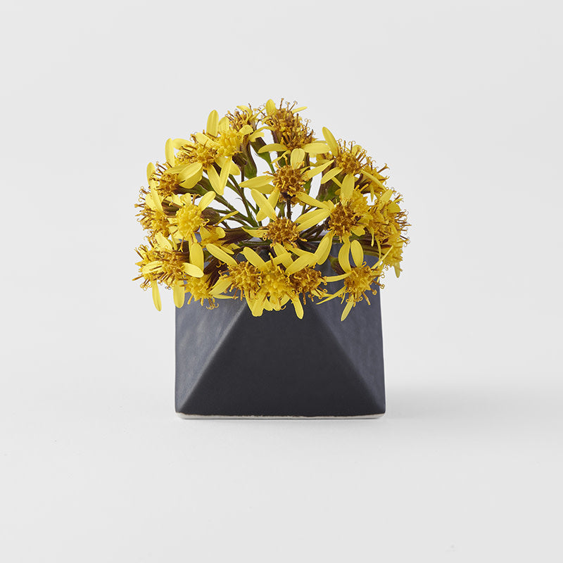 Vase Triangular 130ml Matte Black Glaze - Image 1