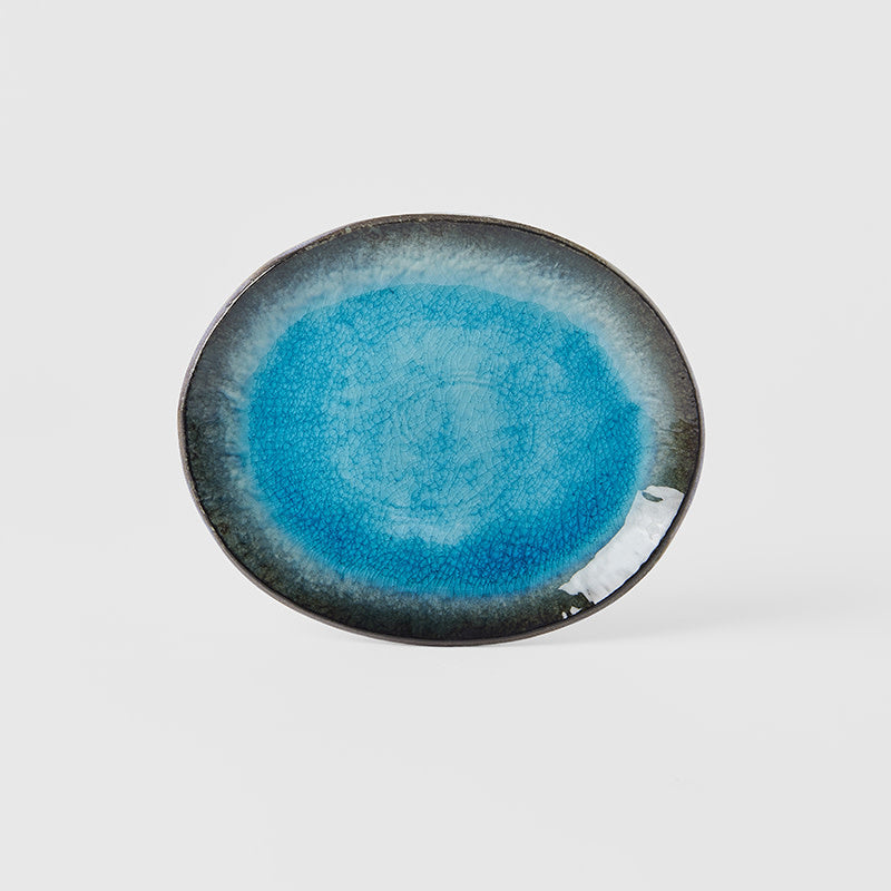 Plate Oval 18cm Sky Blue Glaze - Image 1