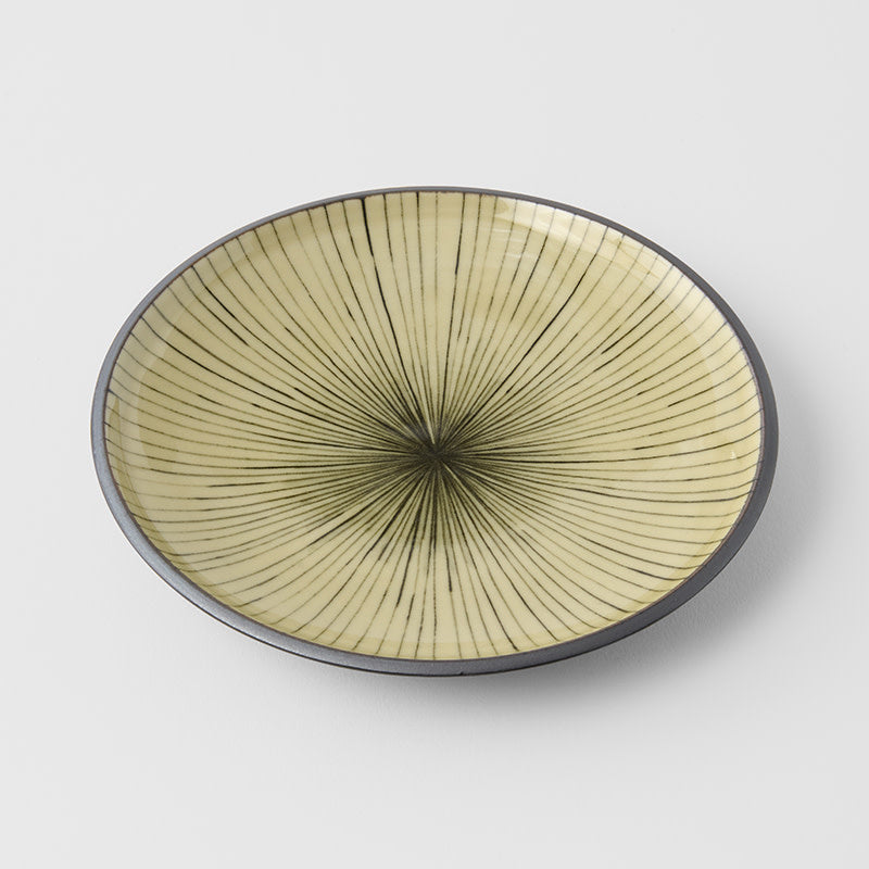 Tapas Plate 17cm Green Converging Line Glaze - Image 1