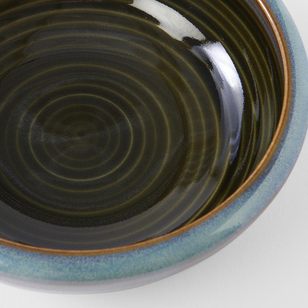 Bowl Thick Edge 17cm Blue Outer Dark Green Inner Glaze - Image 3