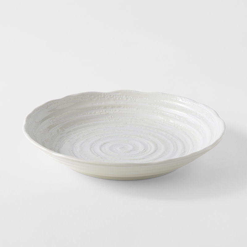 Pasta Bowl 22cm White Spiral Glaze - Image 1