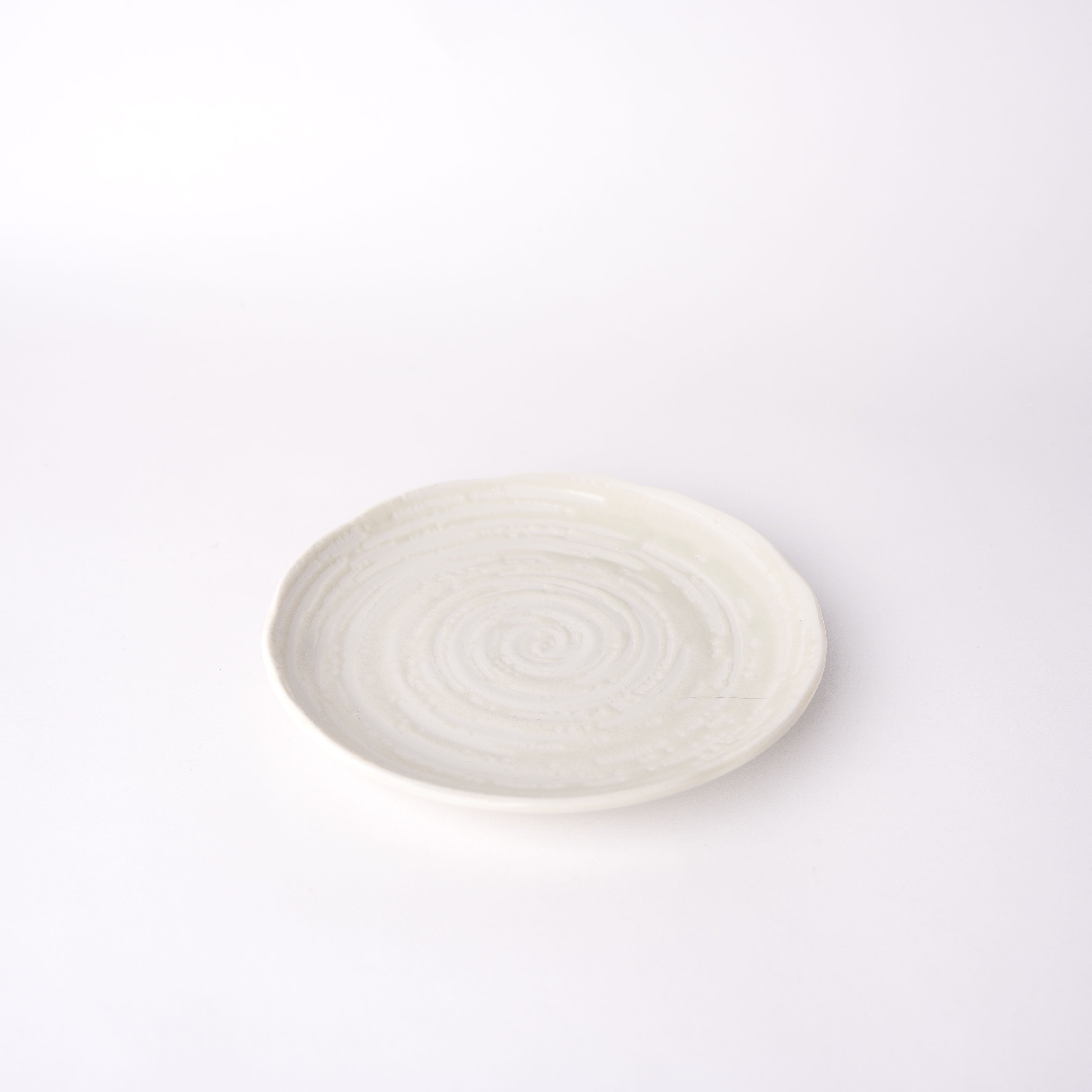 Tapas Plate 16cm White Spiral Glaze - Image 1