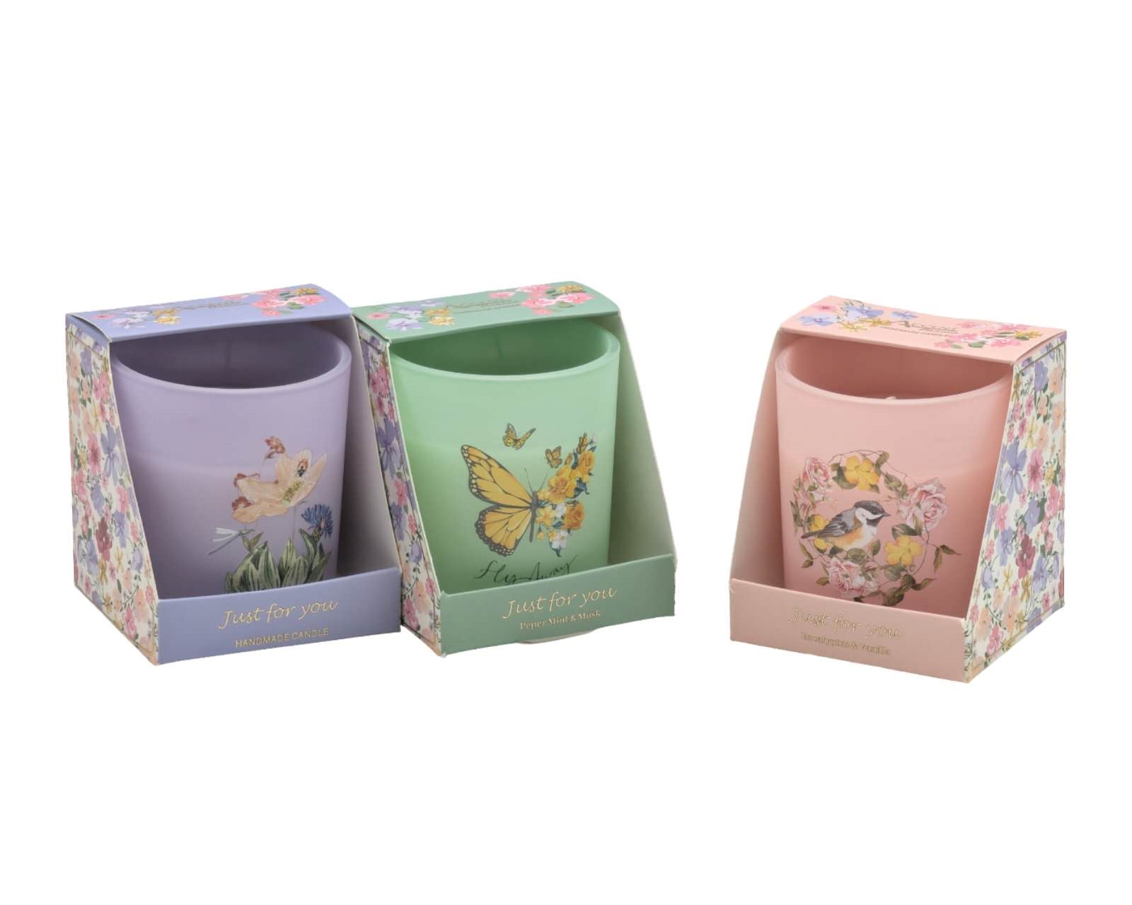 bulk 12 Floral Scented Gift Candle 8cm - Image 1