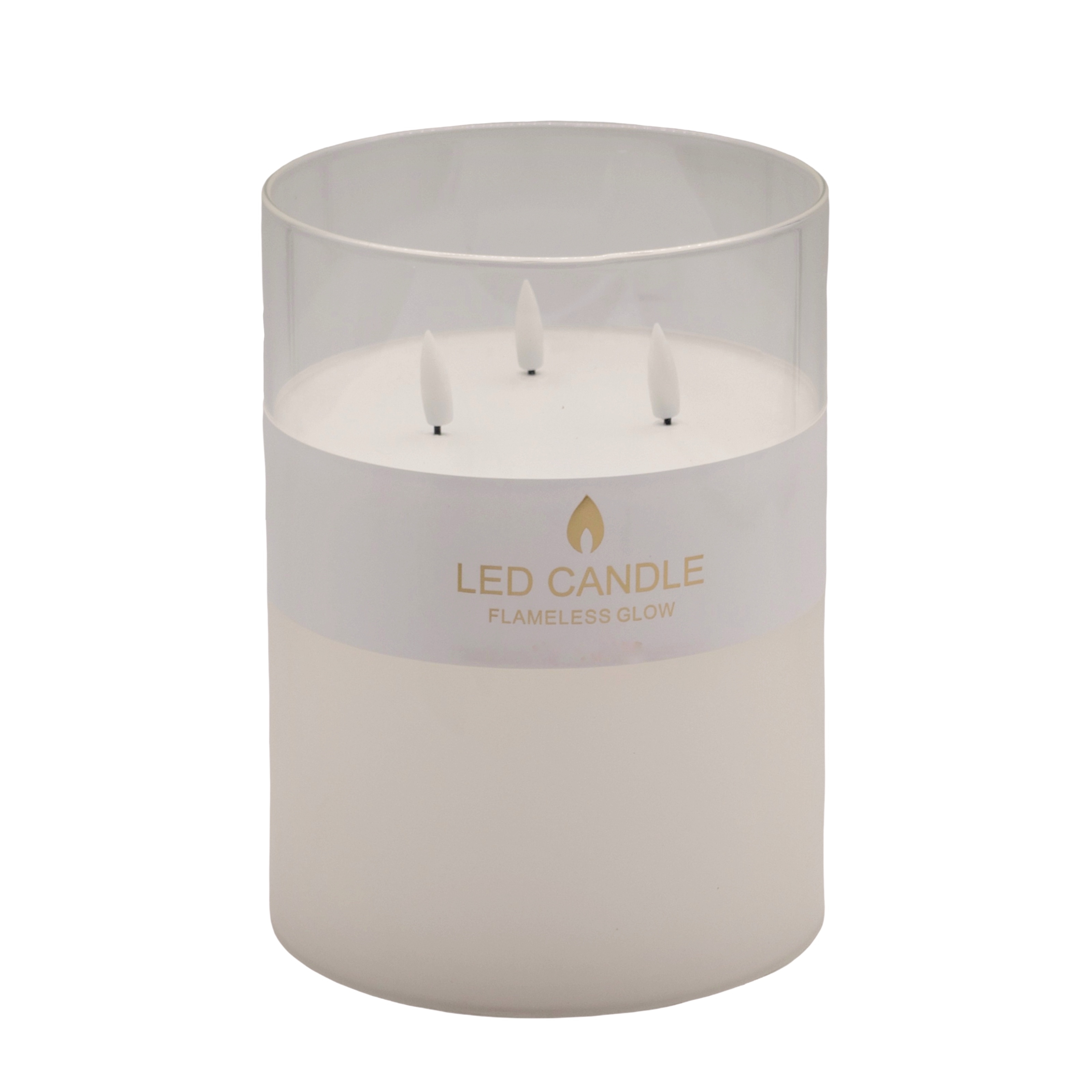 bulk 4 Glass Tube Led Candle 3 Wick 20cm - Image 1