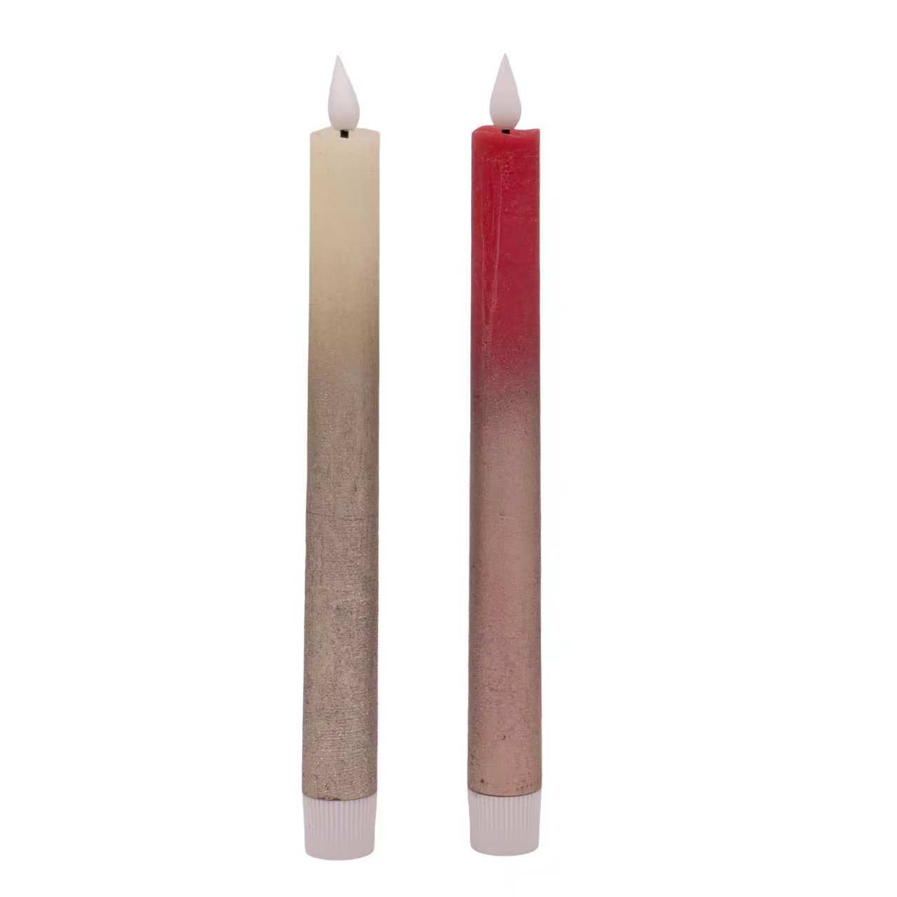 bulk 24 Led Gold Splash Taper Candle Asst 25cm - Image 1