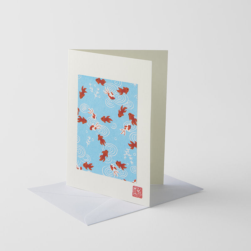 Card Handmade Chiyogami Goldfish Greeting - Image 1