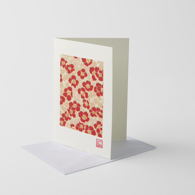 Card Chiyogami Blossom & Gold Handmade Greeting - Image 1