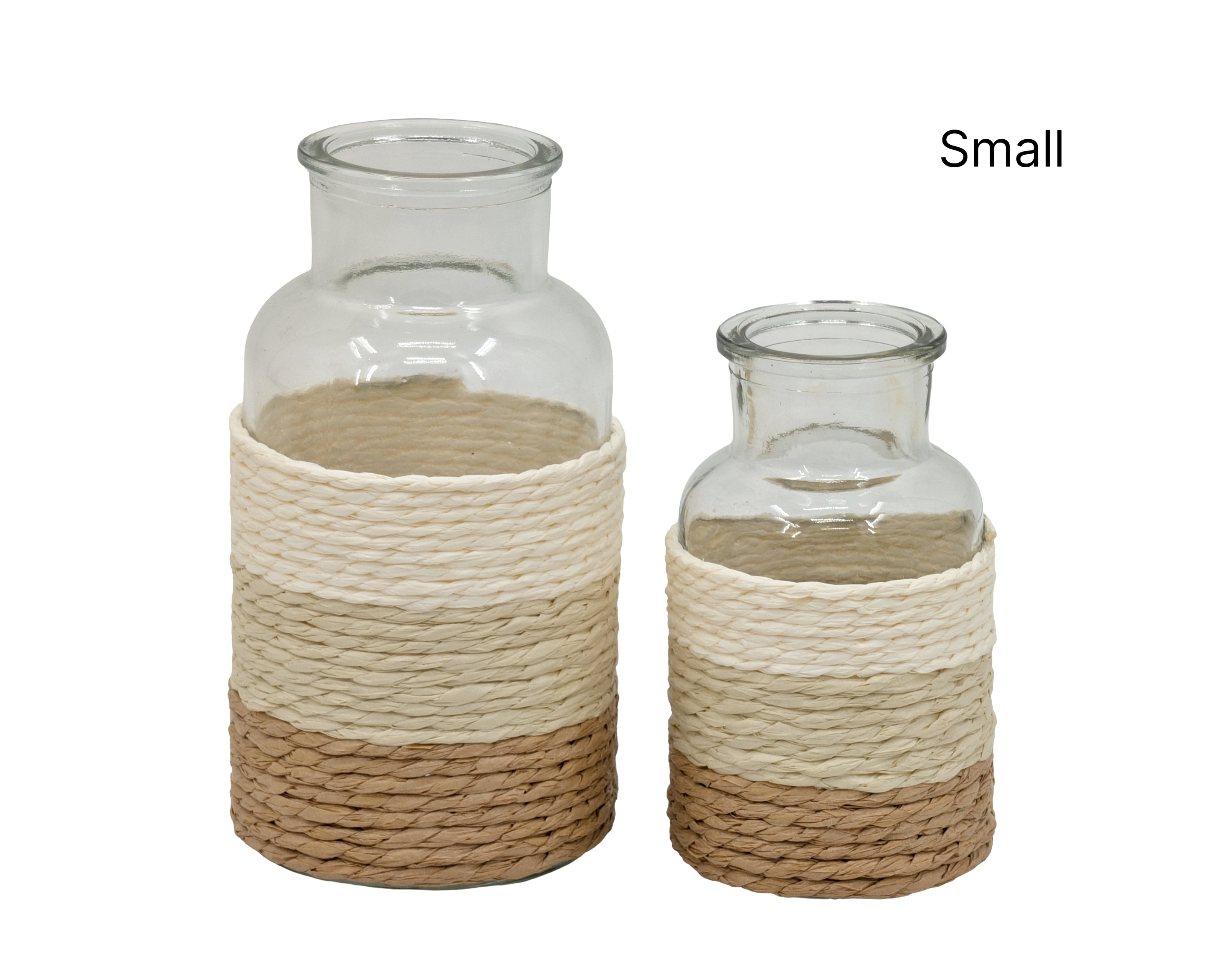 bulk 24 Paper Rope Glass Jar 12cm - Image 1