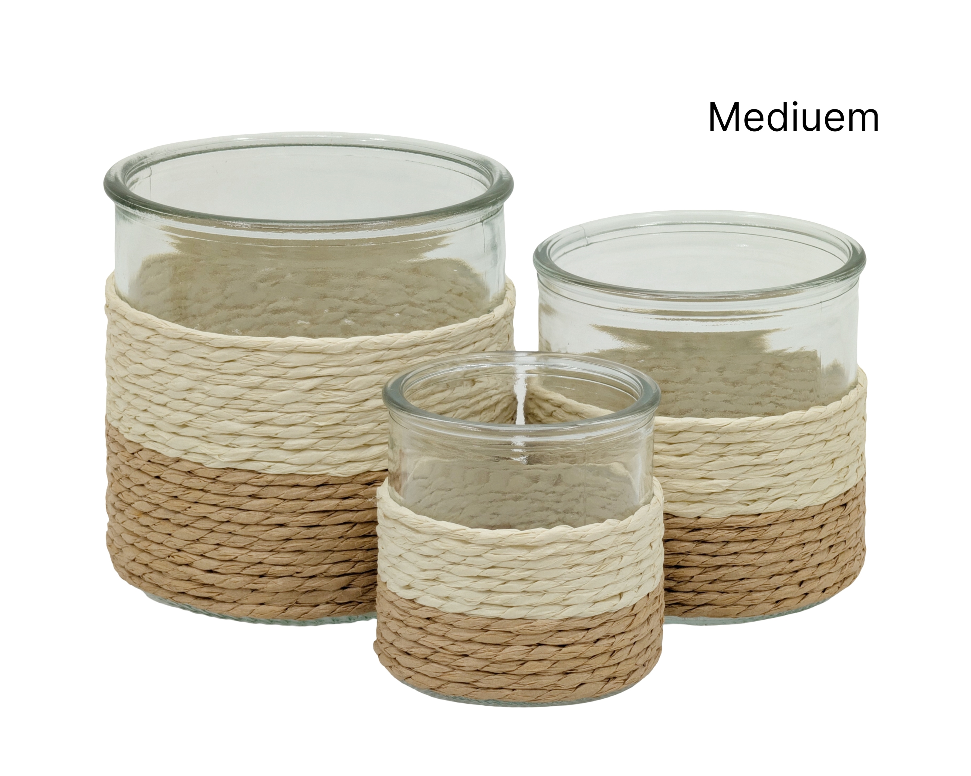 bulk 24 Paper Rope Glass Jar 10cm - Image 1