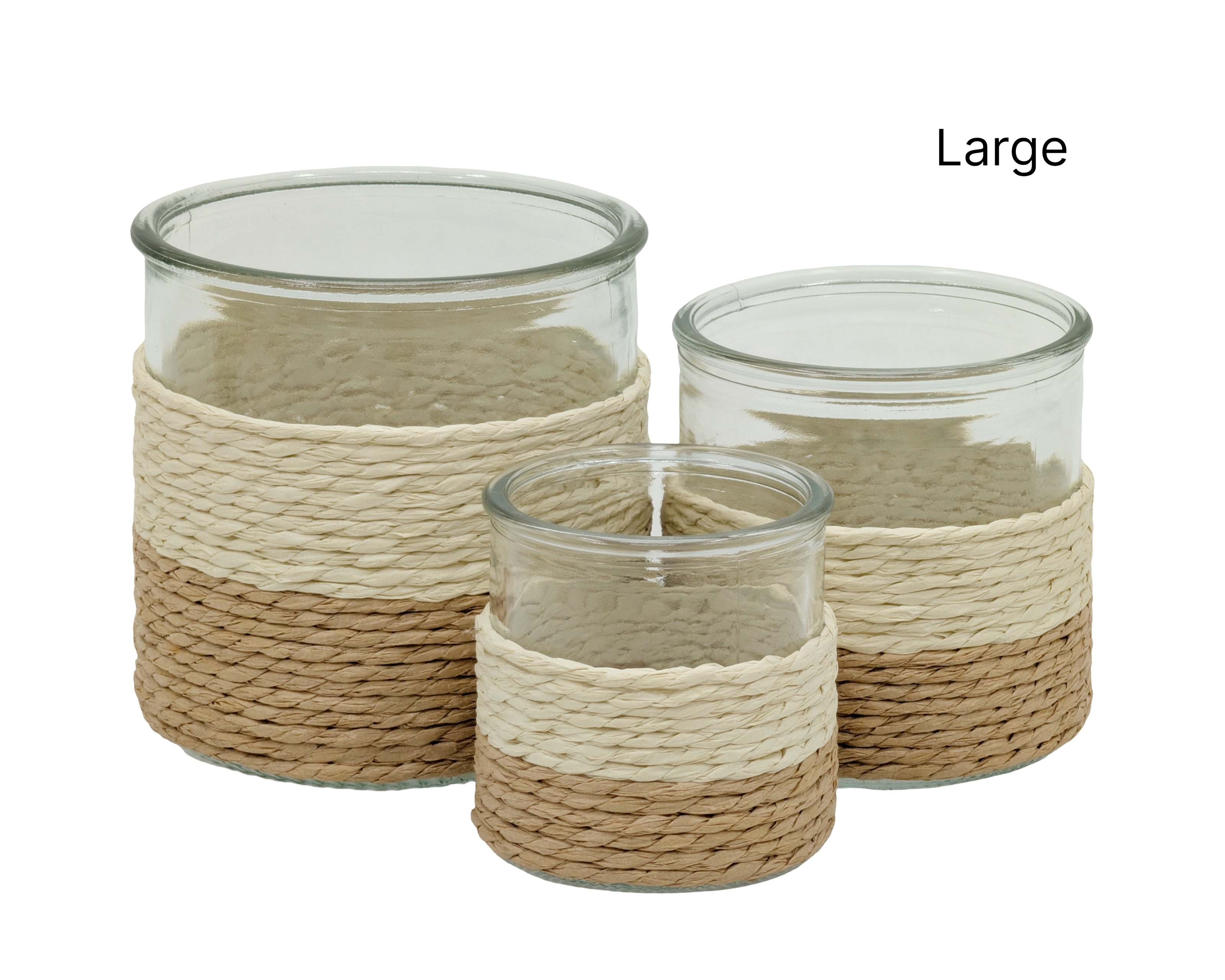 bulk 12 Paper Rope Glass Jar 12cm - Image 1