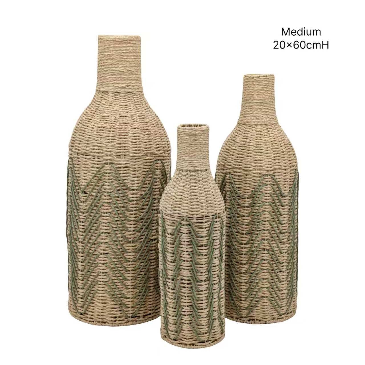 bulk 4 Forest Green Paper Rope Glass Jar 60cm - Image 1