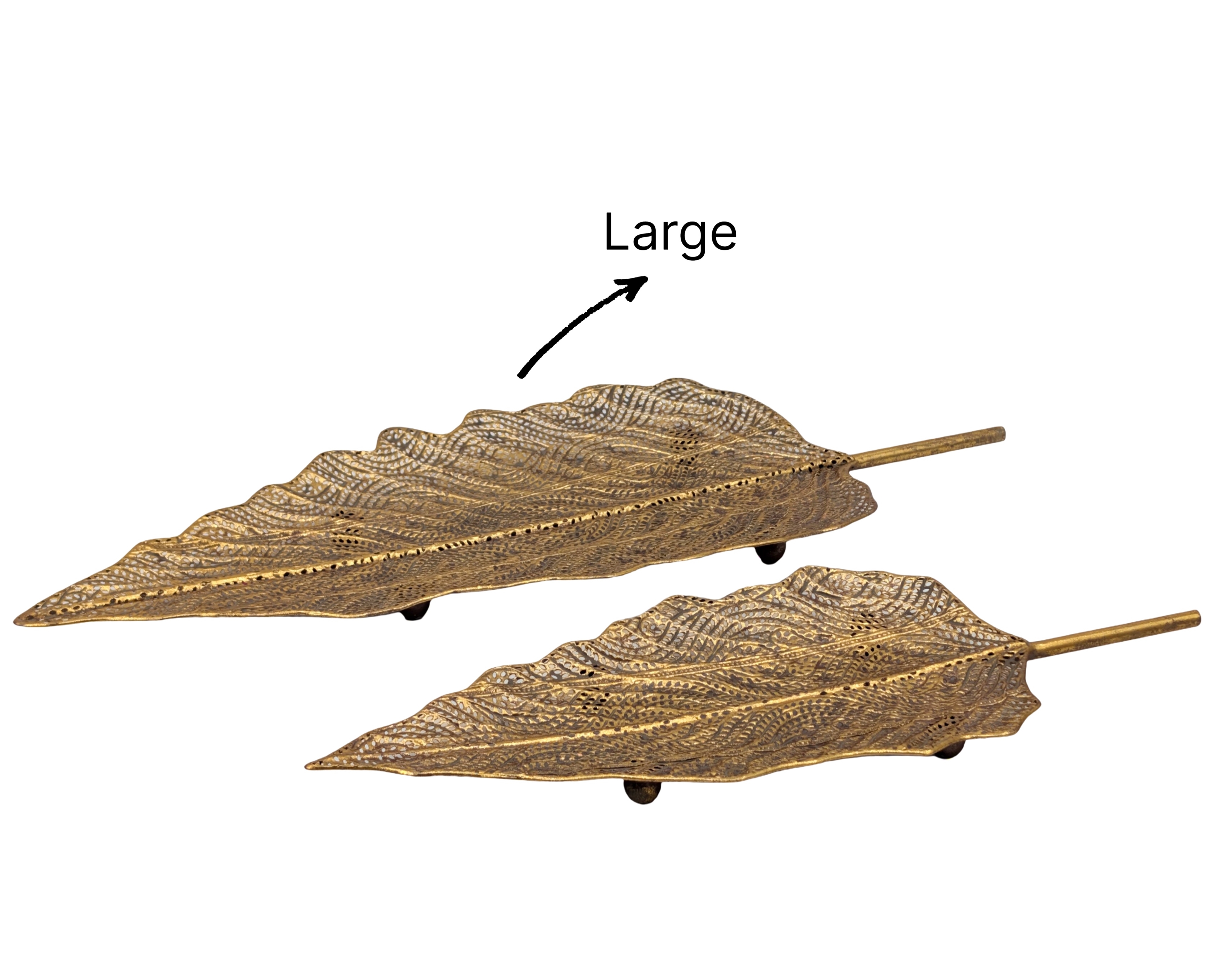 bulk 6 Rustic Gold Metal Leaf Tray 5cm - Image 1