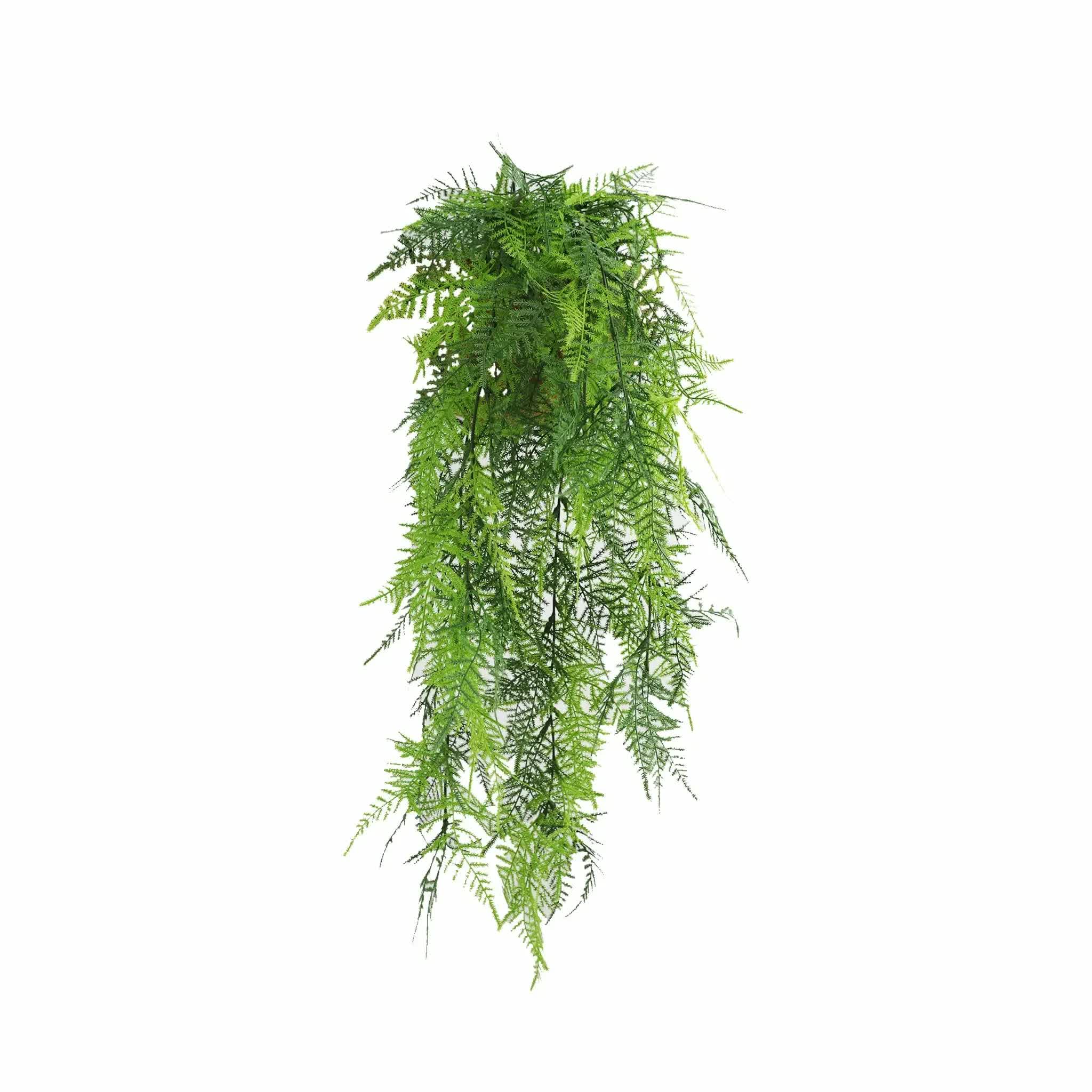 Artificial Hanging Lace Fern Vivid Green Garland Bush UV Resistant and Fire Rated 15cm x 76cm - Image 1