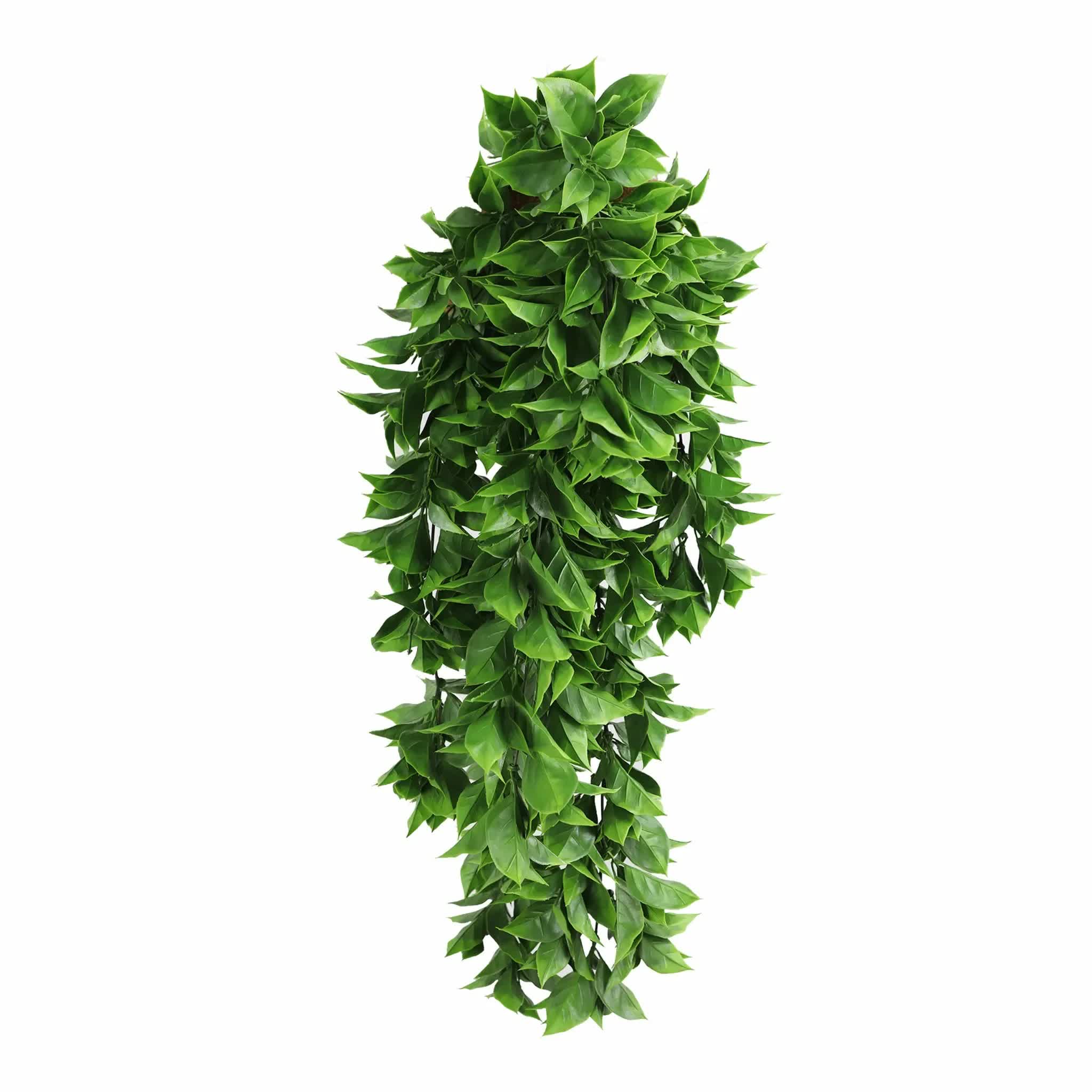 Artificial Dense Hanging Flowering Pothos Bush Vivid Green UV Resistant and Fire Rated 27cm x 72cm - Image 1