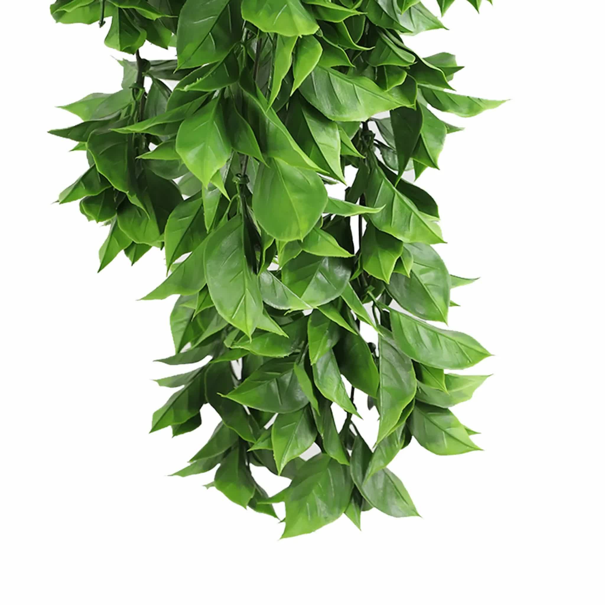 Artificial Dense Hanging Flowering Pothos Bush Vivid Green UV Resistant and Fire Rated 27cm x 72cm - Image 4