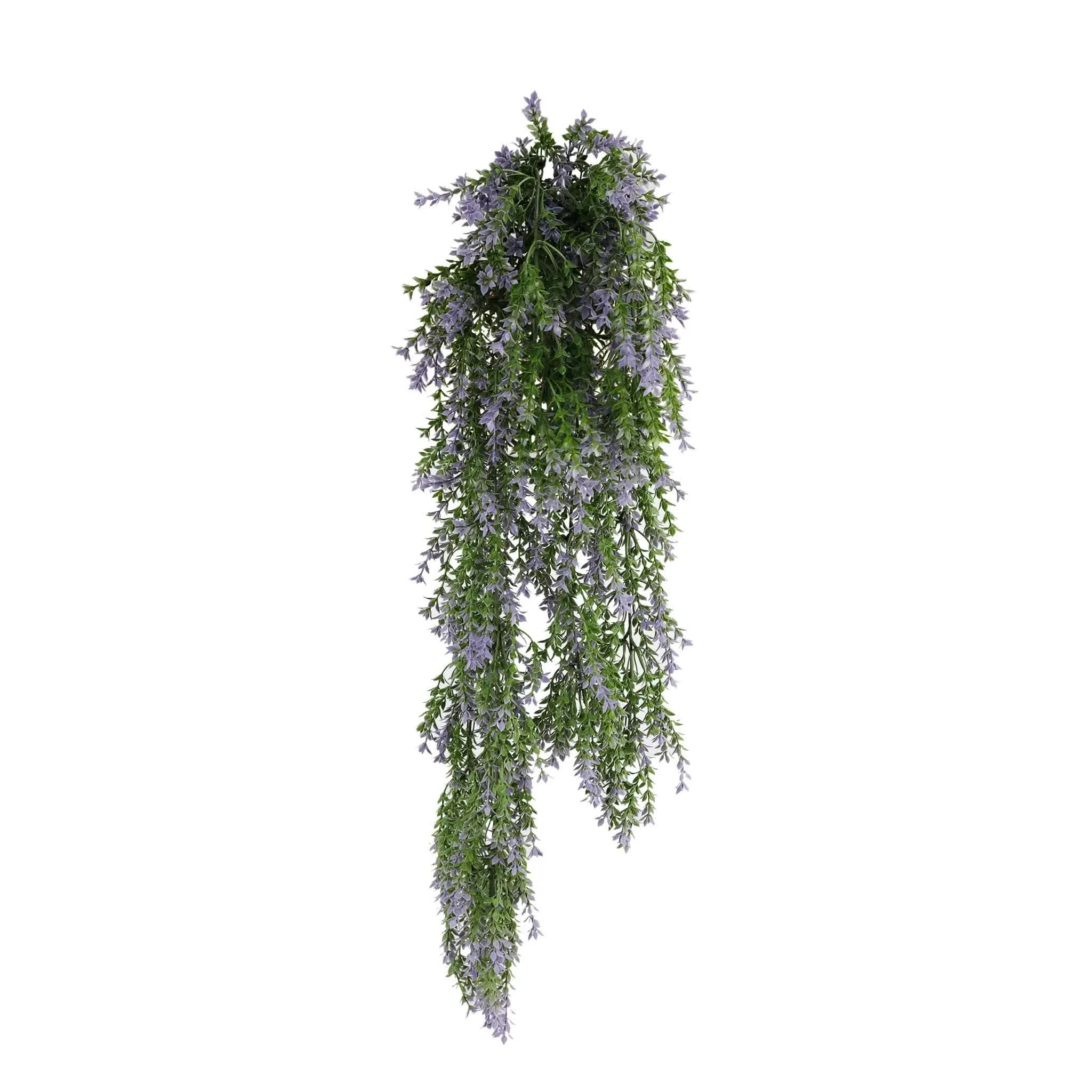 Artificial Hanging Purple and Green Willow Leaf Garland Bush UV Resistant and Fire Rated 20cm x 76cm - Image 1