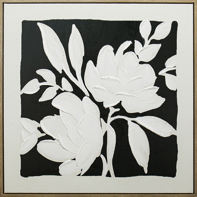 Black & White Blooms Framed Artwork 80cm - Image 1