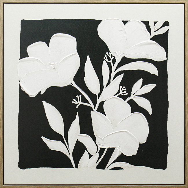 Black & White Blooms A Framed Artwork 80cm - Image 1