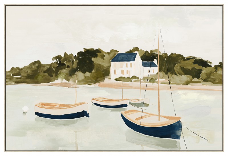 Boats By The Bay Framed Artwork 120cm - Image 1