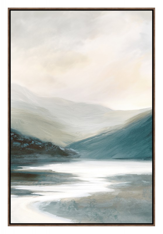 Mountains By The Canal Framed Artwork 120cm - Image 1