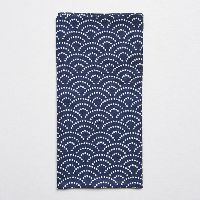 Furoshiki Gift Wrap 50cm Wave Pattern On Blue - Image 1