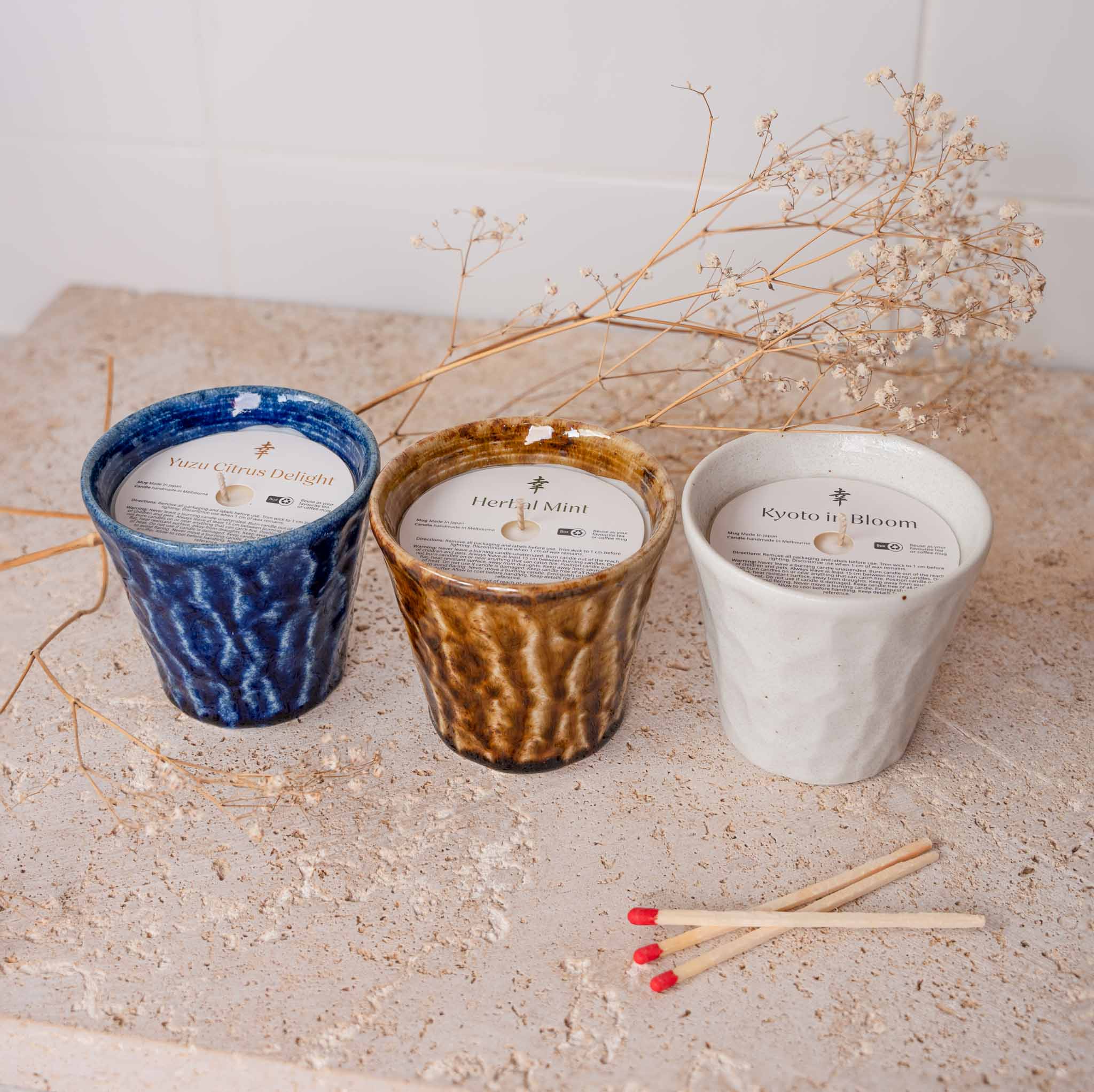 Candle Herbal Mint Blue Ceramic 180g - Image 3