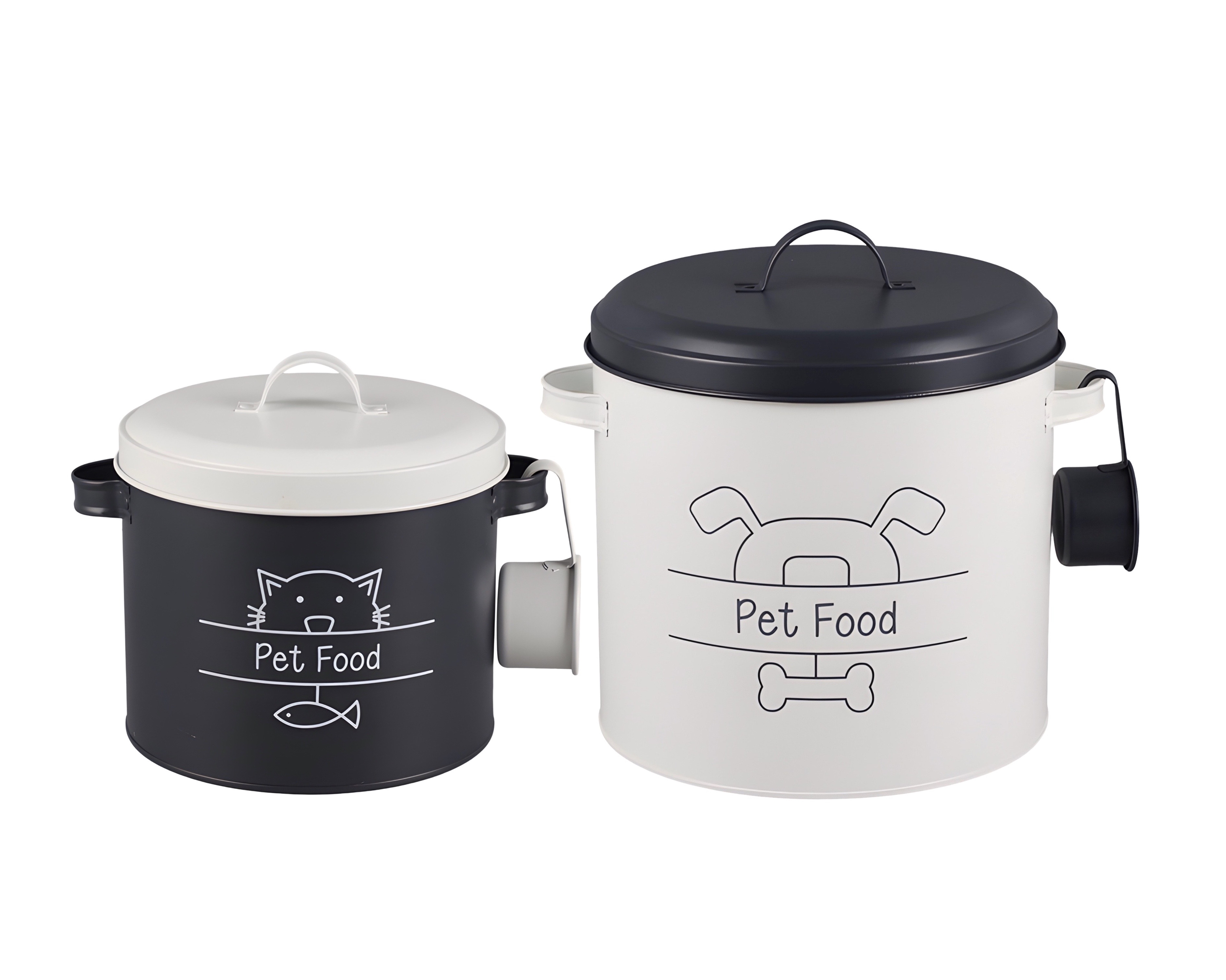 Set 2 Metal Pet Food Storage Tin 30x27cm - Image 1