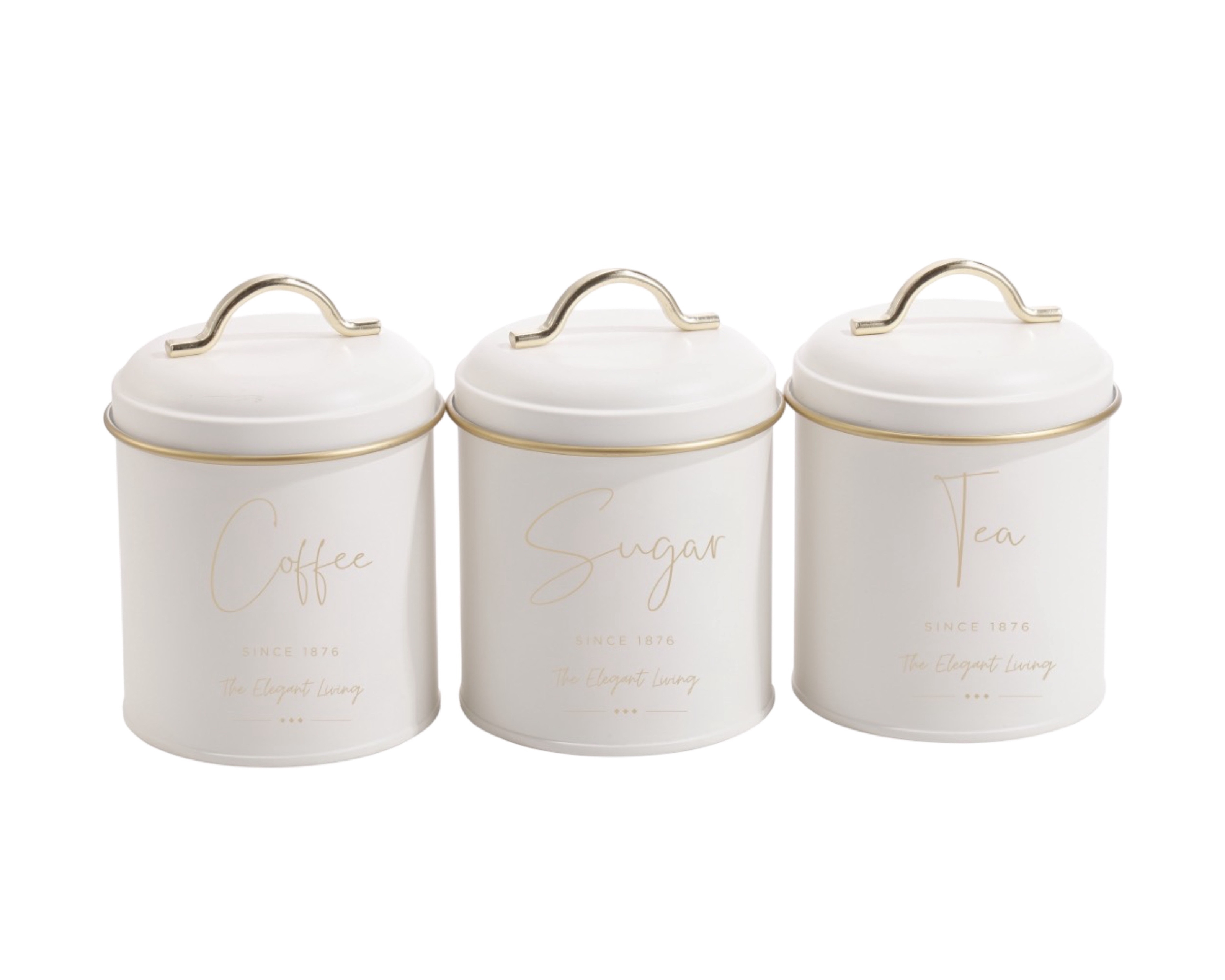 Set 3 Coffee Sugar Tea Canisters 16cm - Image 1