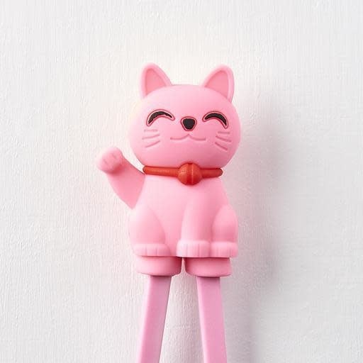 Maneki Trainer Chopsticks Lucky Cat in Pink - Image 1