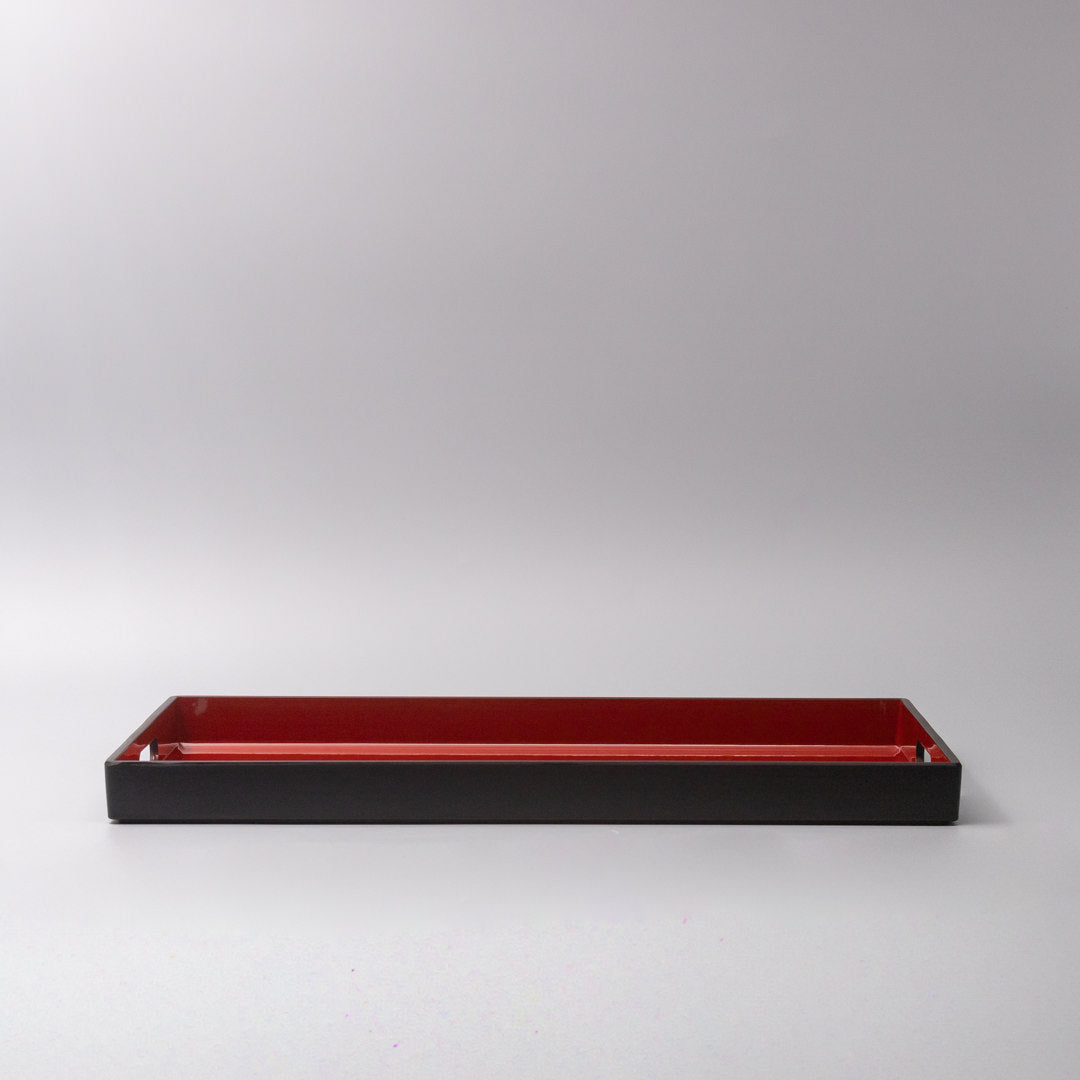 Tray Rectangular 42cm Red Inner Black Lacquerware - Image 1