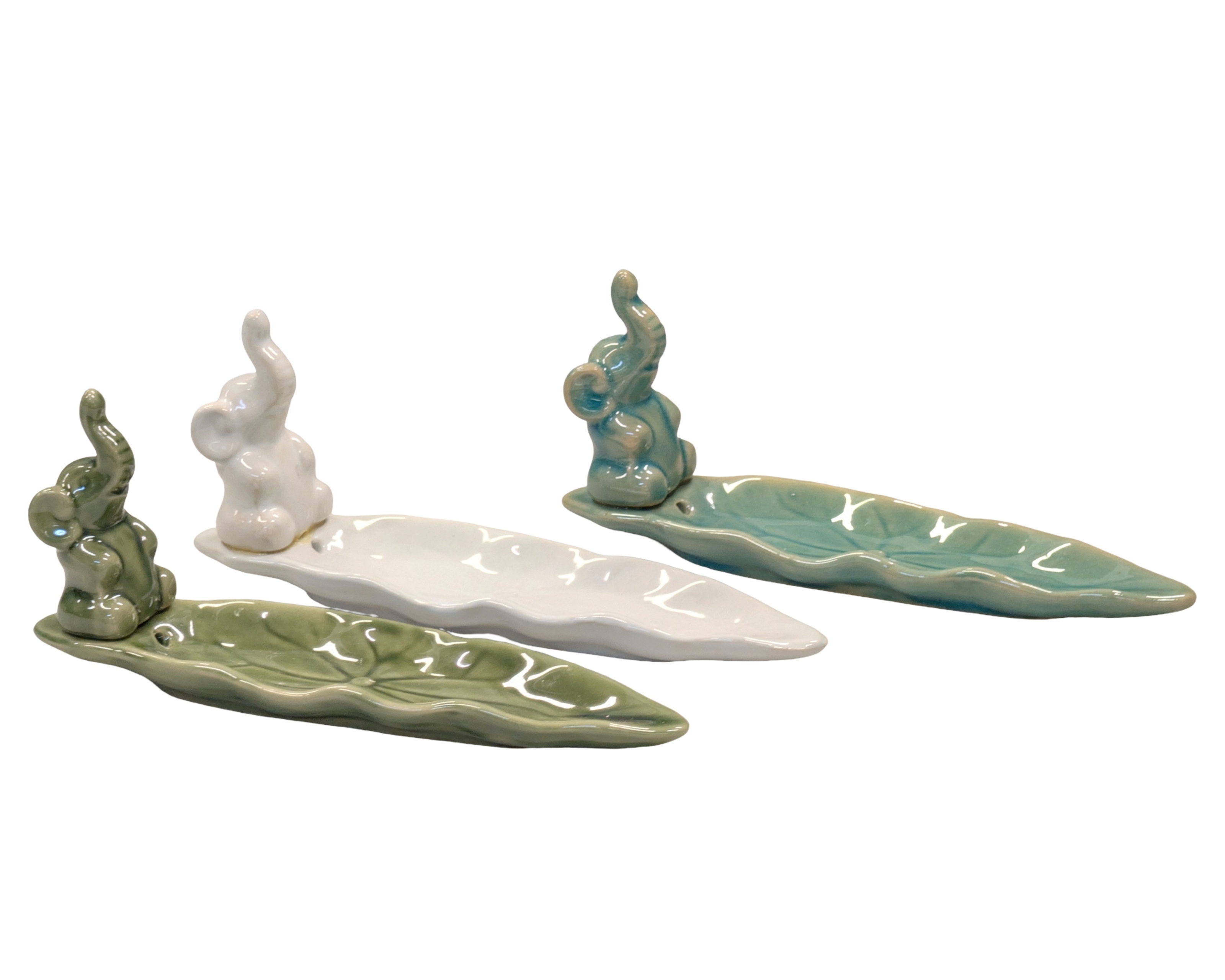 bulk 24 Ceramic Incense Holder Elphant 3 Asst 20cm - Image 1
