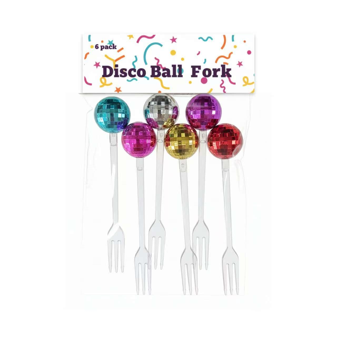 bulk 144 Reusable Plastic Disco Ball Fork Asst - Image 1