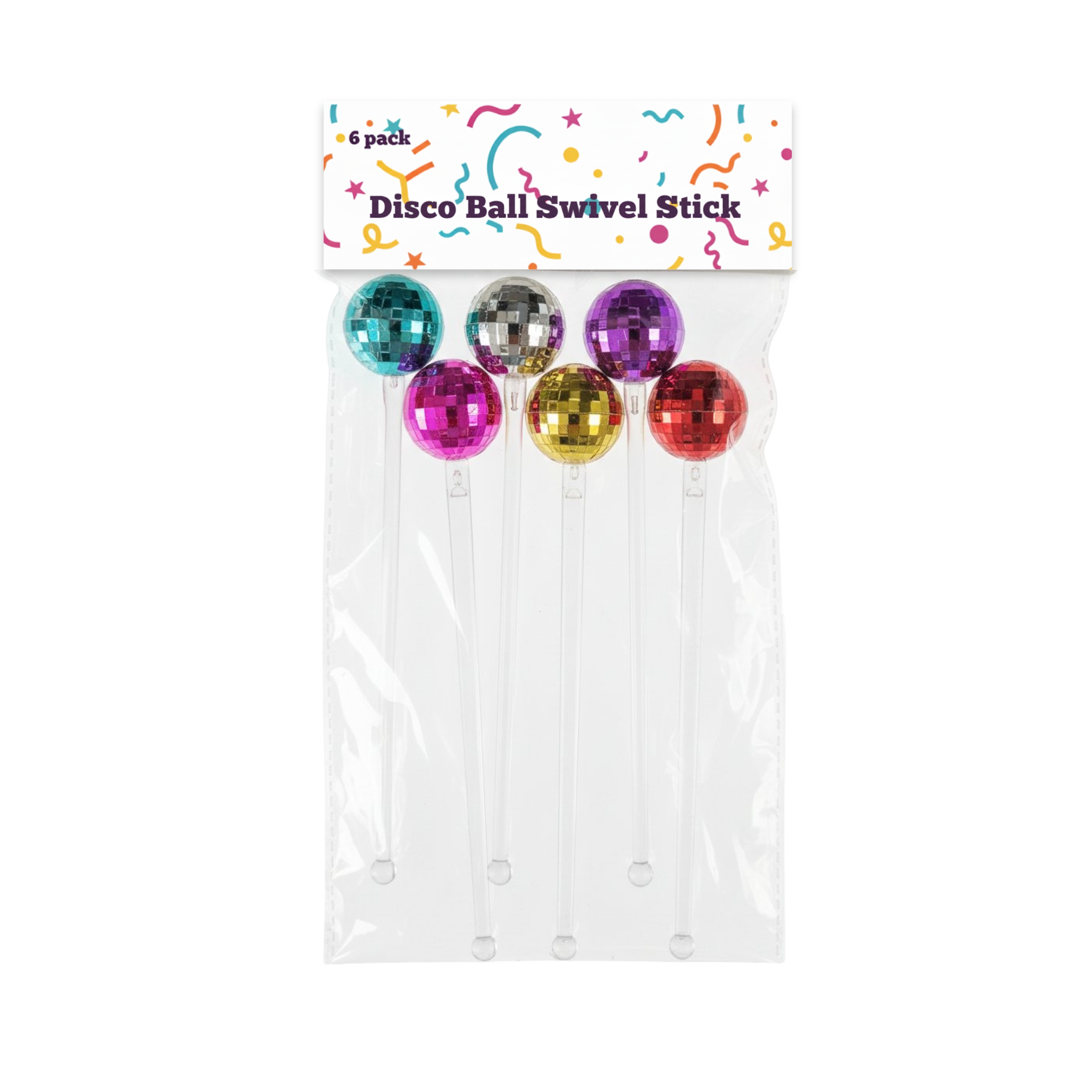 bulk 144 Reusable Plastic Disco Ball Swivel Stick Asst - Image 1