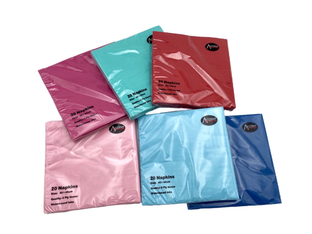 bulk 24 Coloured Napkin 2ply 40cm - Image 1