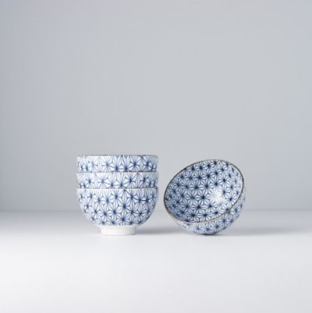 Bowl Set 4pcs Starburst Blue Design - Image 1