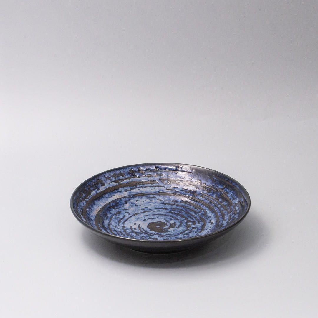 Open Flat Base 23cm Bowl Copper Swirl Glaze - Image 1