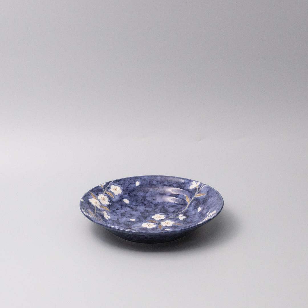 Bowl Open Shallow 20cm Indigo Sakura Design - Image 1