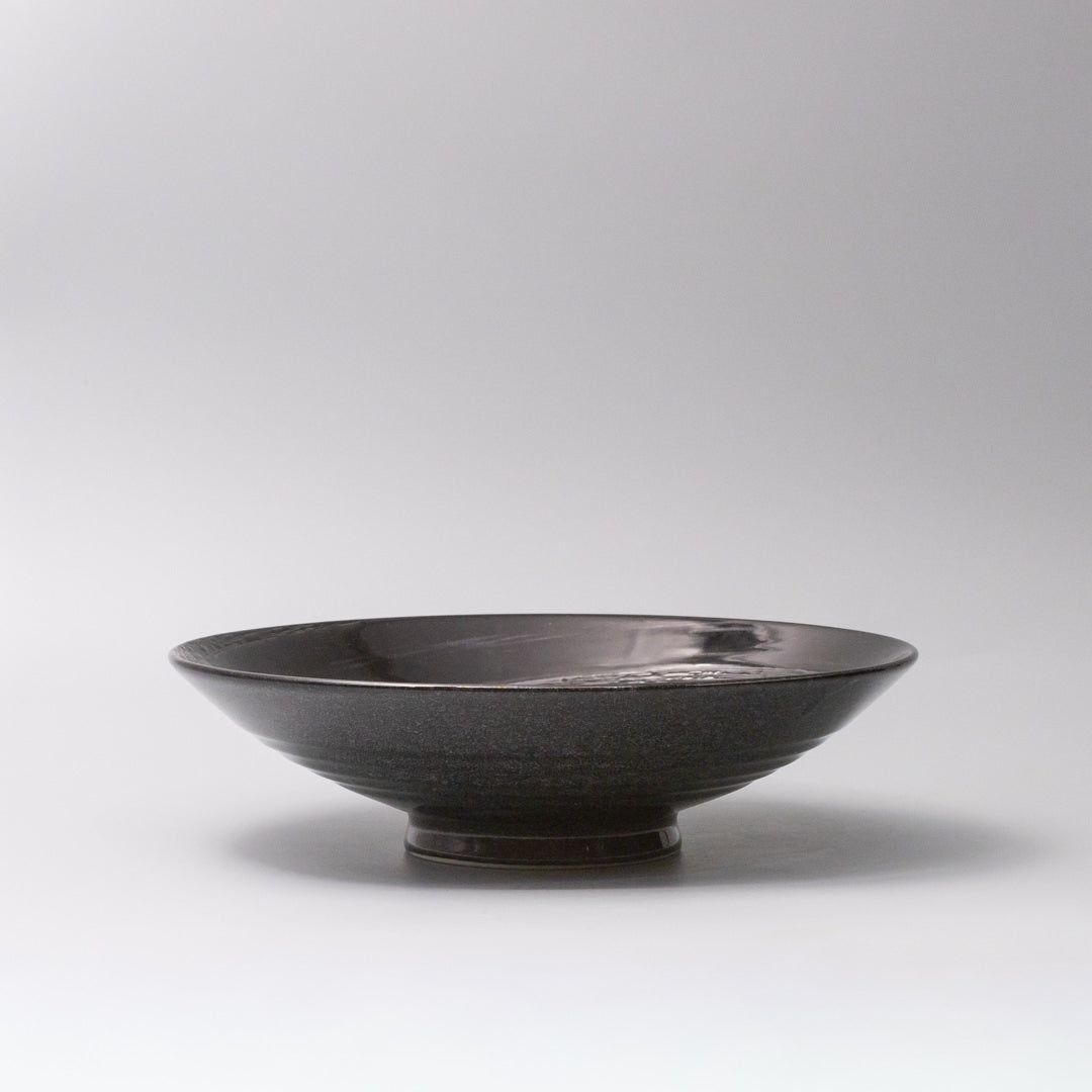 Serving Bowl 28cm Black Swirl Glaze - Image 3