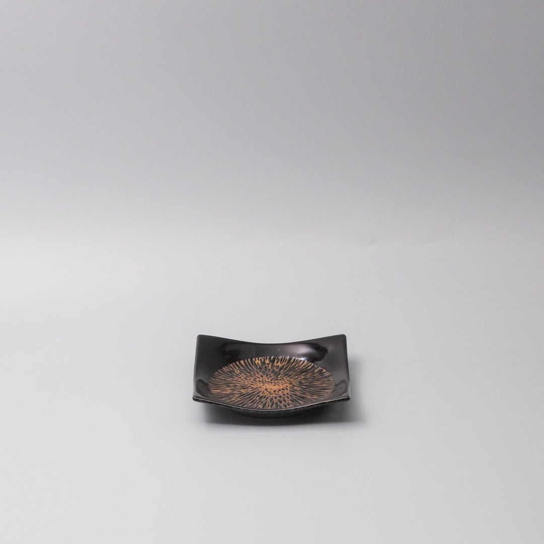Plate Square 13.5cm Bronze Converging Glaze - Image 1