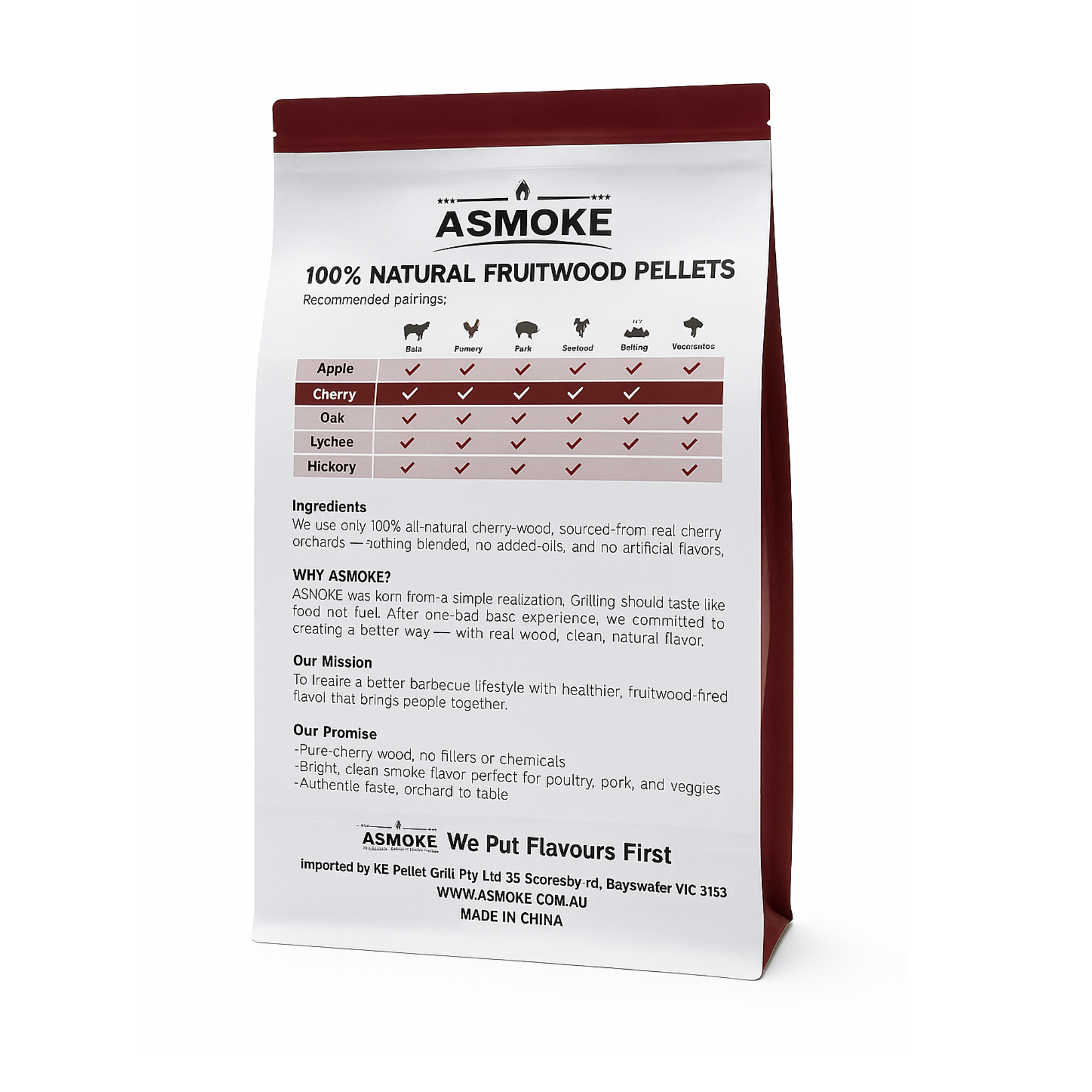 ASMOKE 100% Natural Cherry Wood BBQ Smoker Pellets (9kg / 20lbs) - Image 2