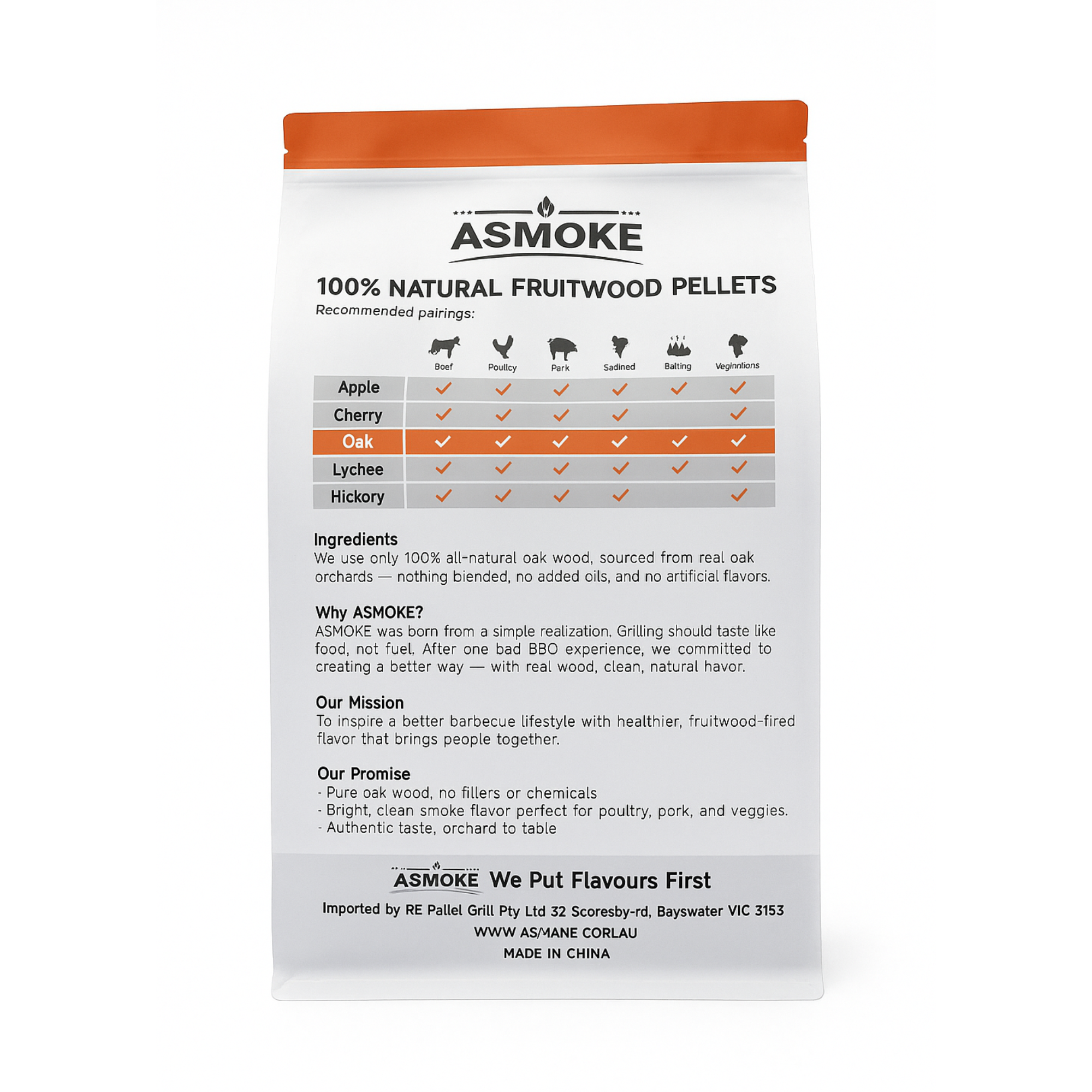 ASMOKE 100% Natural Premium Oak Wood BBQ Pellets for Smoker & Grill (9kg / 20lbs) - Image 2