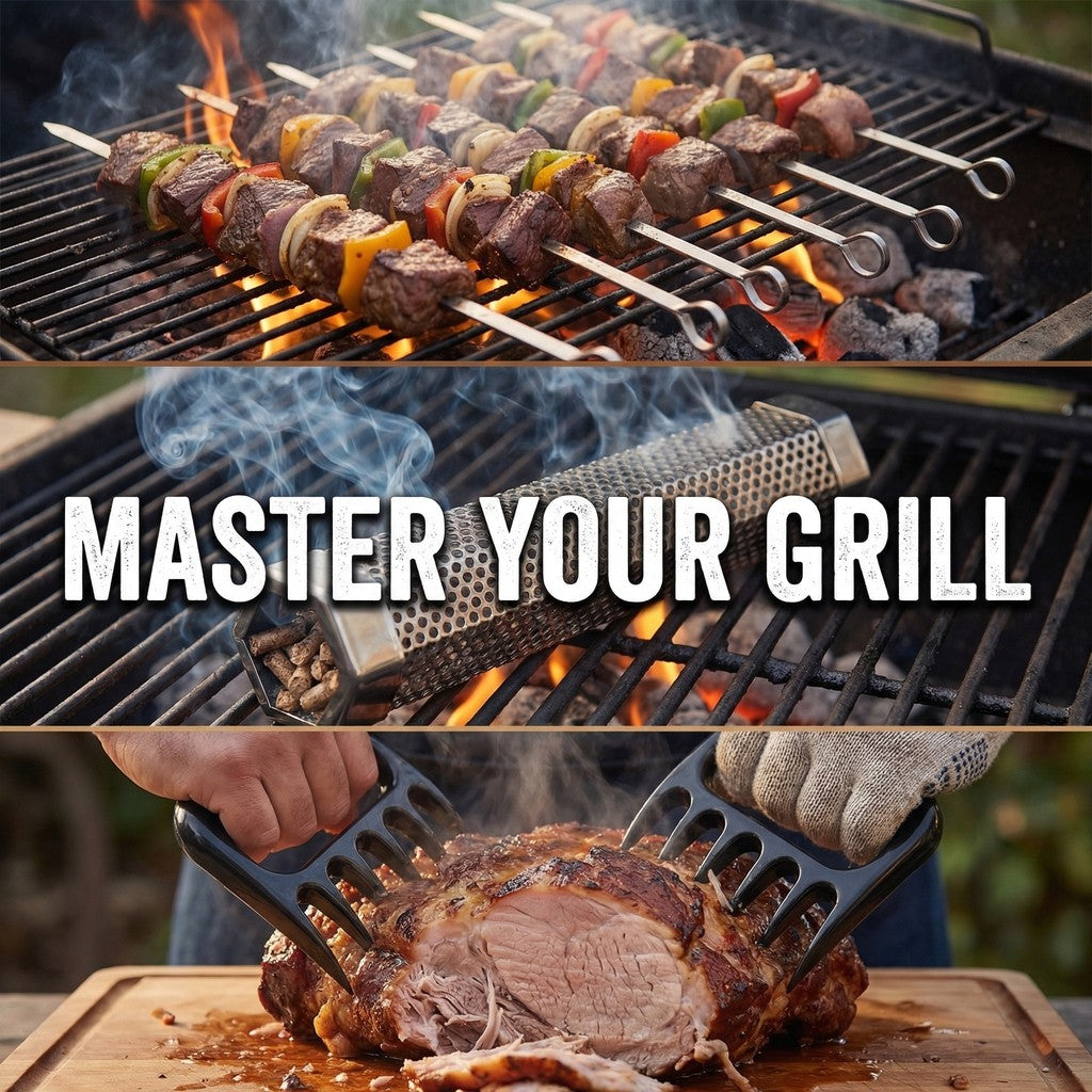 ASMOKE Essential Smart Portable Wood Pellet Grill & Pitmaster Accessory Bundle - Includes 10x Skewers, Heavy-Duty Meat Claws, Smoke Tube & 20lb Applewood Pellets - Image 6